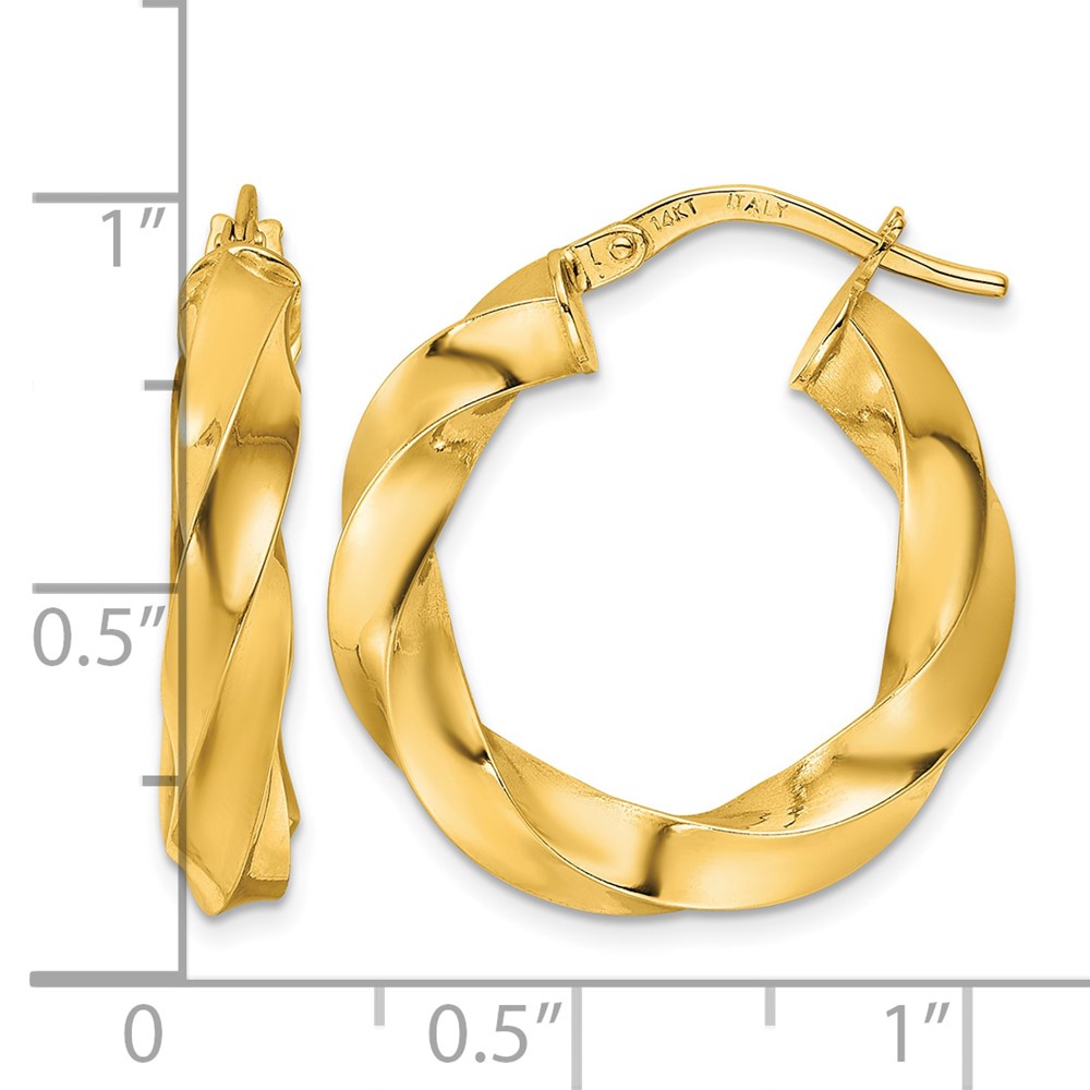 14K  Polished Twisted Hoop Earrings (TF2114)
