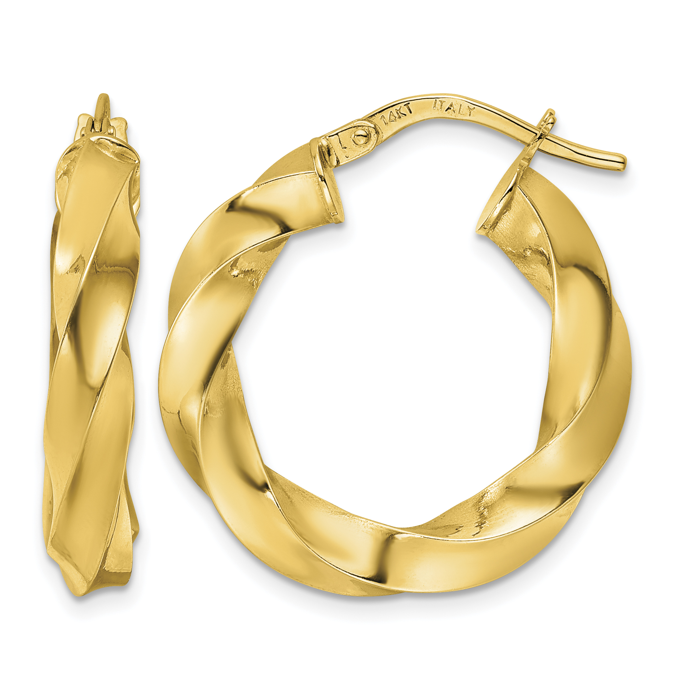 14K  Polished Twisted Hoop Earrings (TF2114)