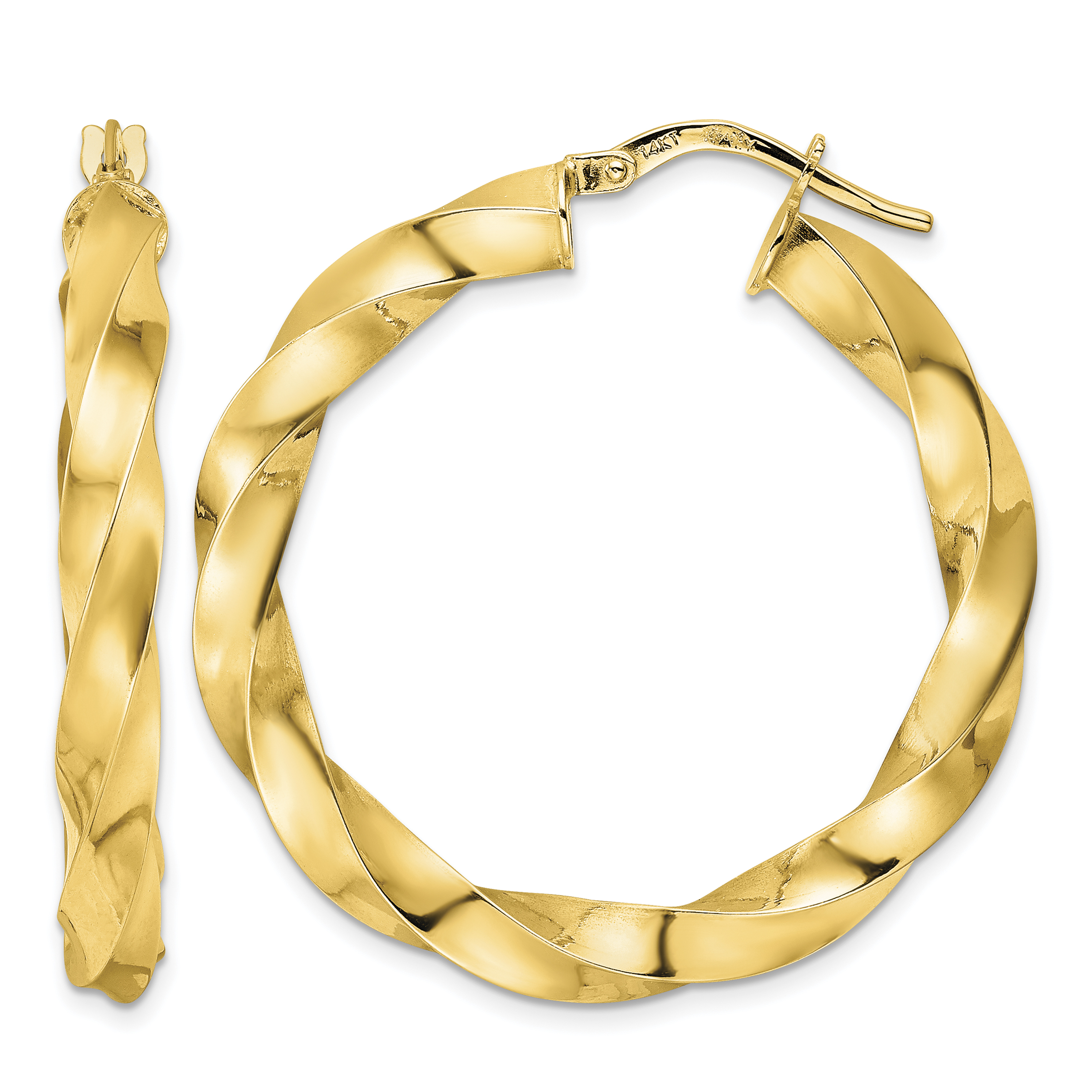 14K Polished Twisted Hoop Earrings (TF2115)