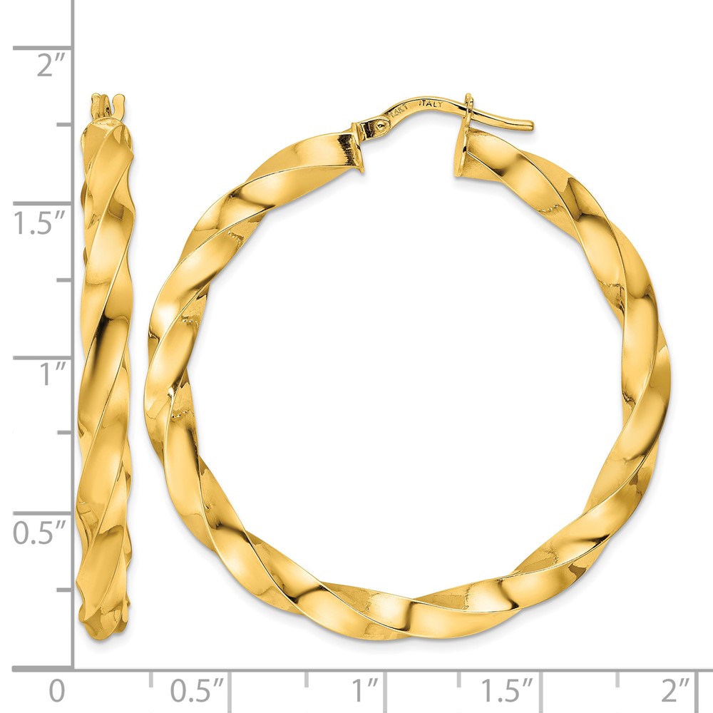 14K Polished Twisted Hoop Earrings (TF2116)