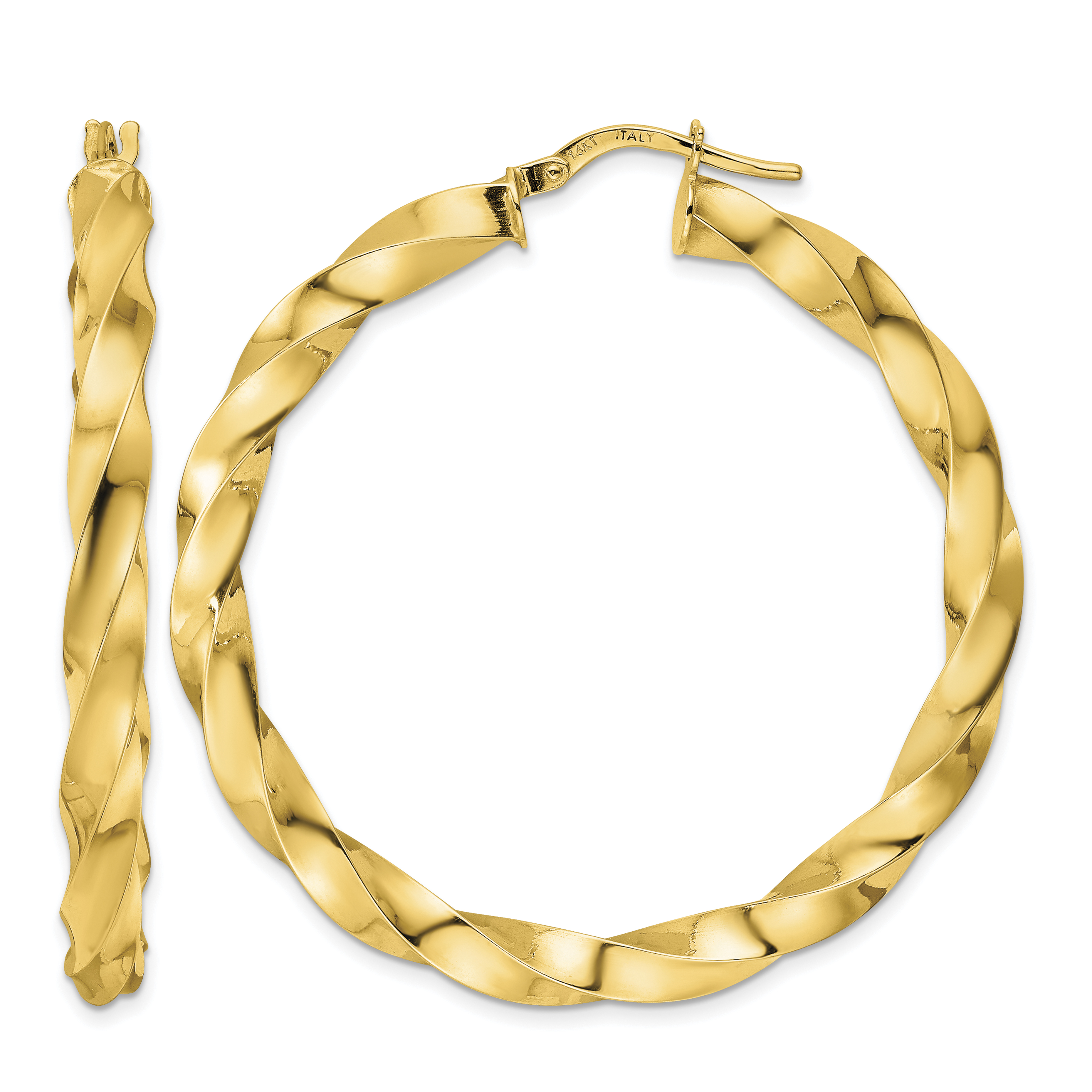 14K Polished Twisted Hoop Earrings (TF2116)