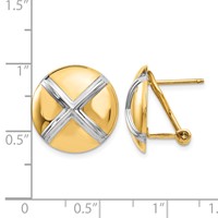 14K and White Rhodium 16mm Polished X-Circle Omega Back Post Earrings view 4