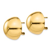 14K 20mm Yellow Gold Polished Half Ball Omega Back Post Earrings view 2