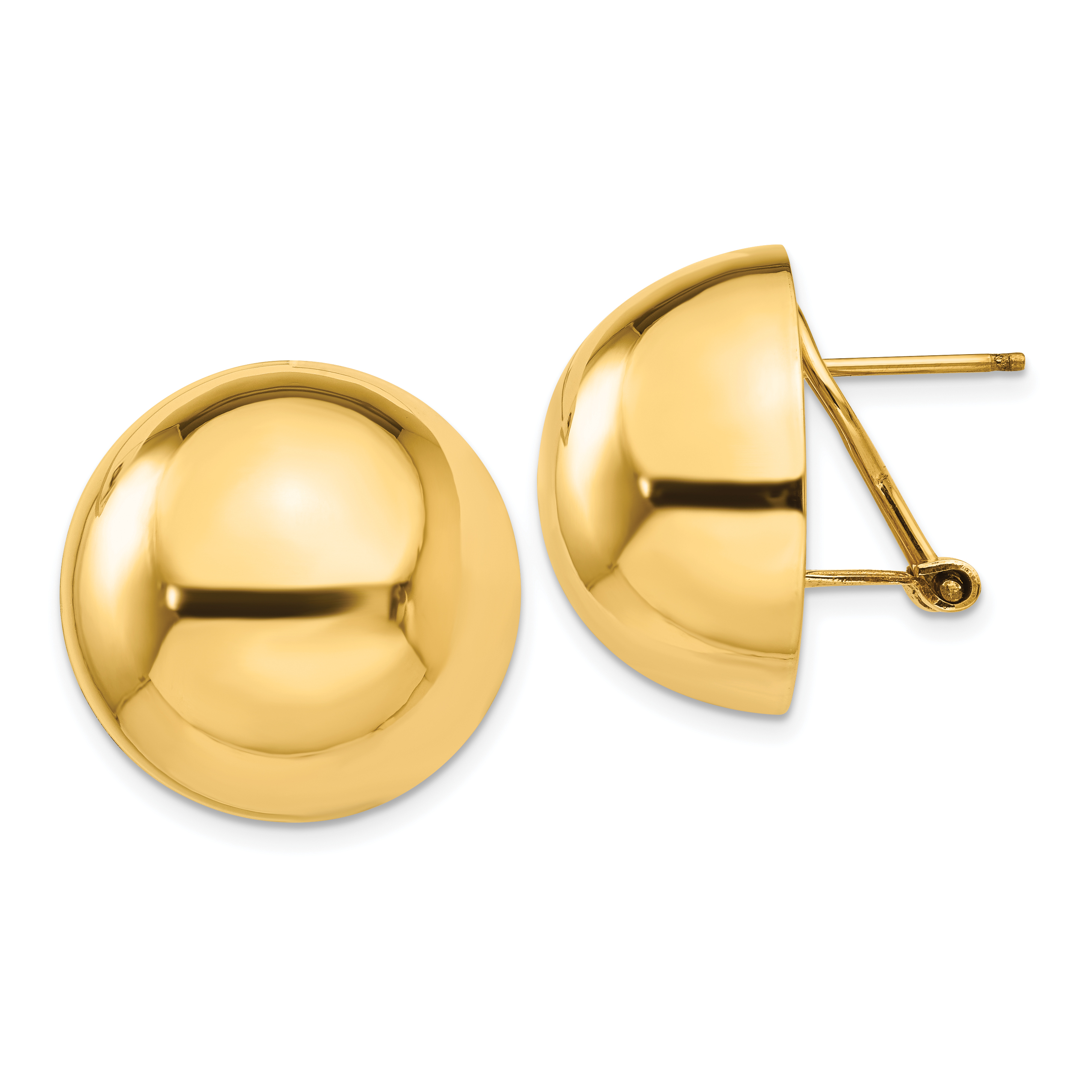 14k Polished Half Ball Omega Back Post Earrings (TF213)