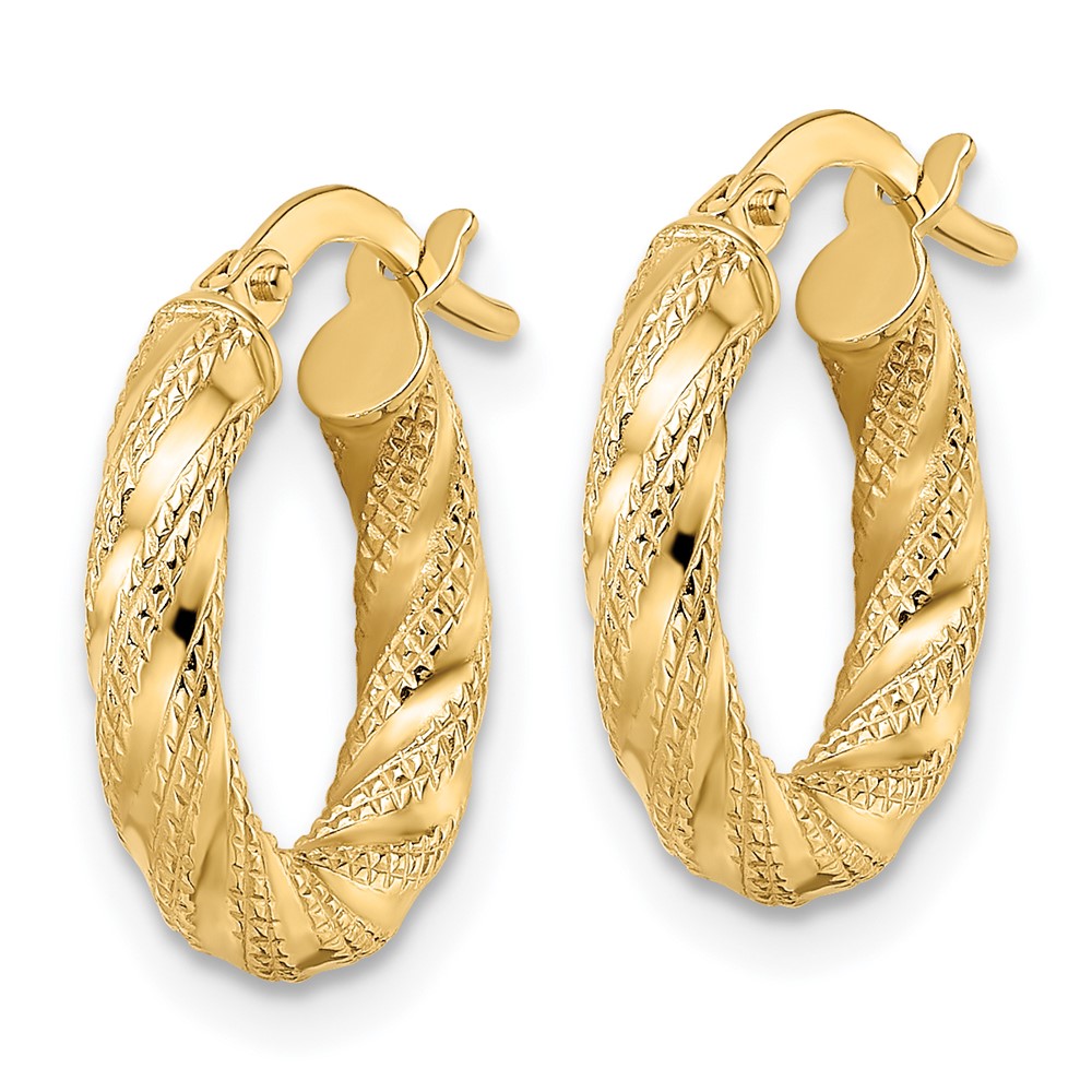 14K Polished Twisted Hoop Earrings (TF2134)