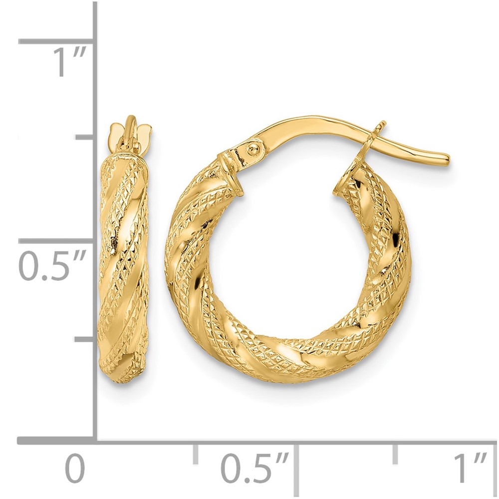 14K Polished Twisted Hoop Earrings (TF2134)