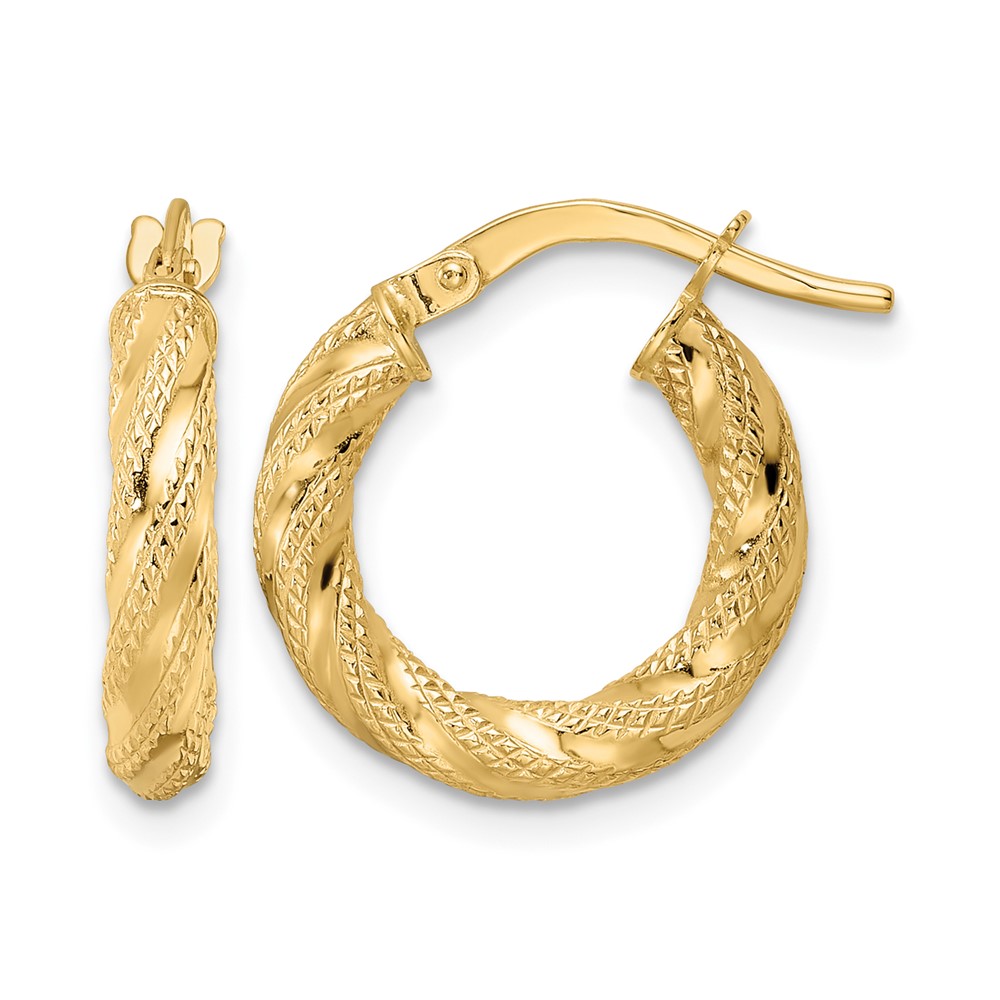 14K Polished Twisted Hoop Earrings (TF2134)
