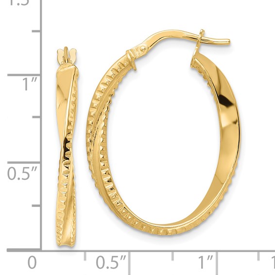 3mm Gold Textured Twisted Hoop Earrings