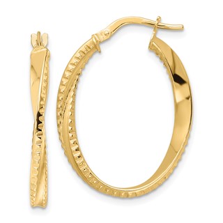 3mm Gold Textured Twisted Hoop Earrings