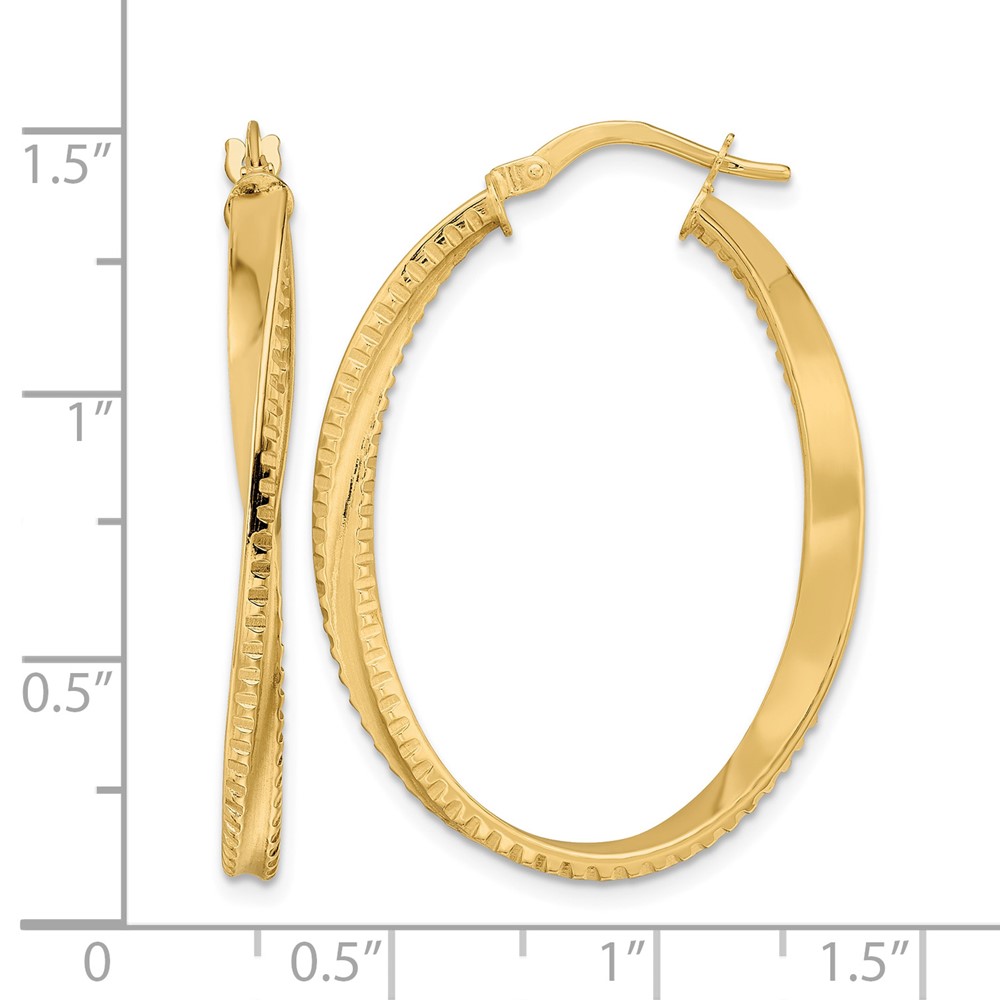 14K Polished Twisted Oval Hoop Earrings (TF2144)