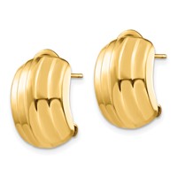 14K Yellow Gold 12x 17mm Polished Ribbed Omega Back Post Earrings view 2