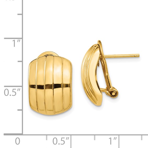 Gold Omega Back Post Earrings