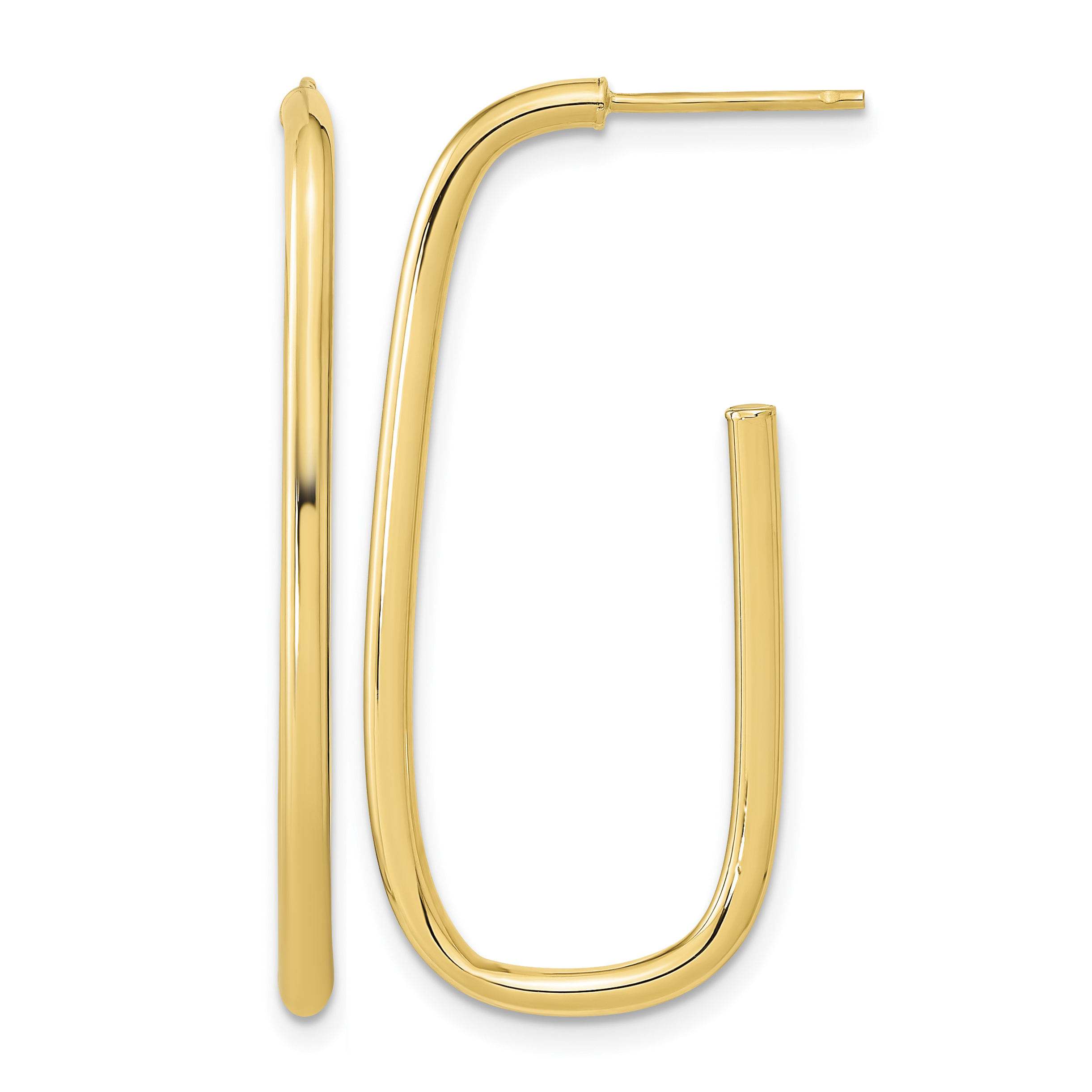 14K Polished J-Hoop Earrings (TF2155)