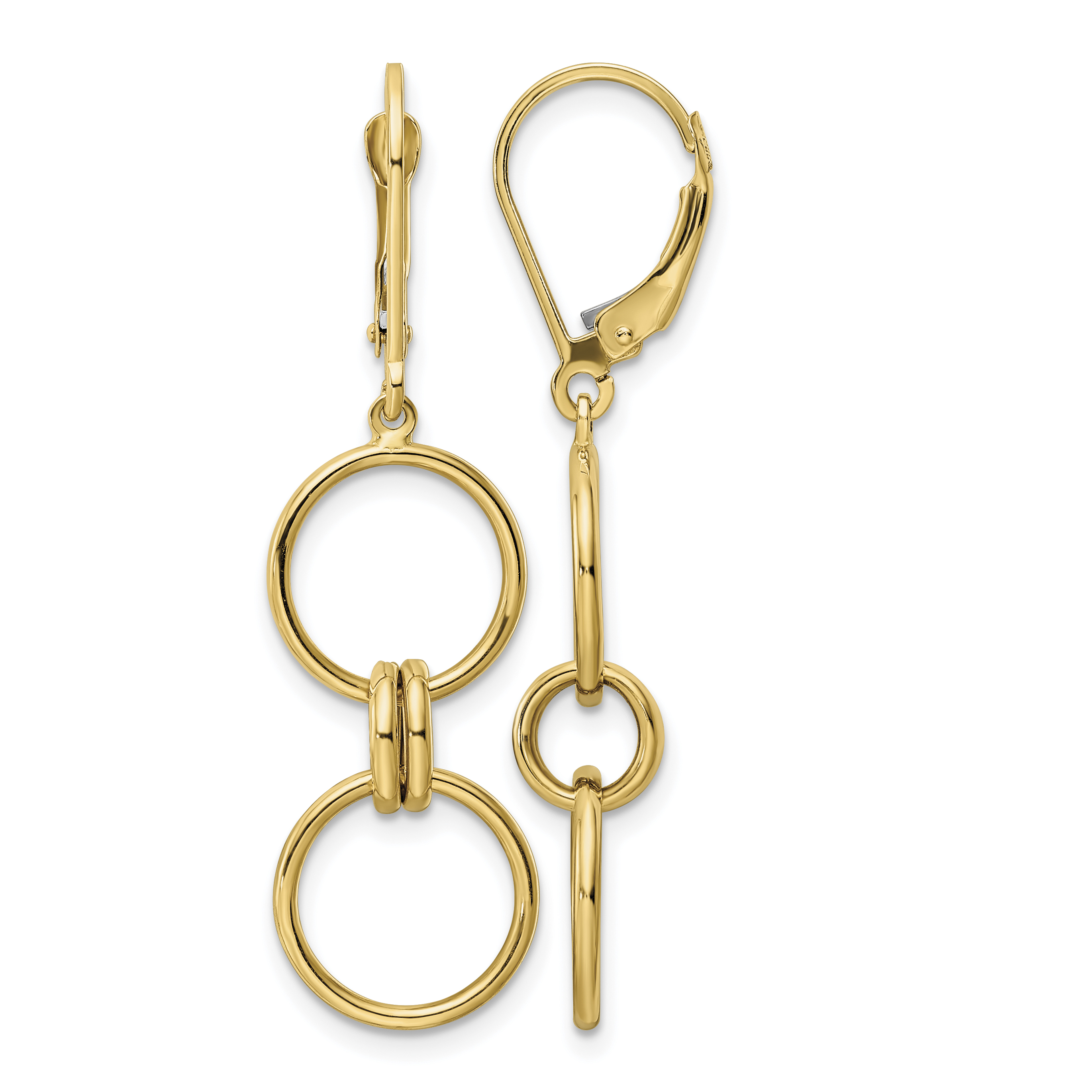 14k Circle Dangle Leverback Earrings (TF2159)