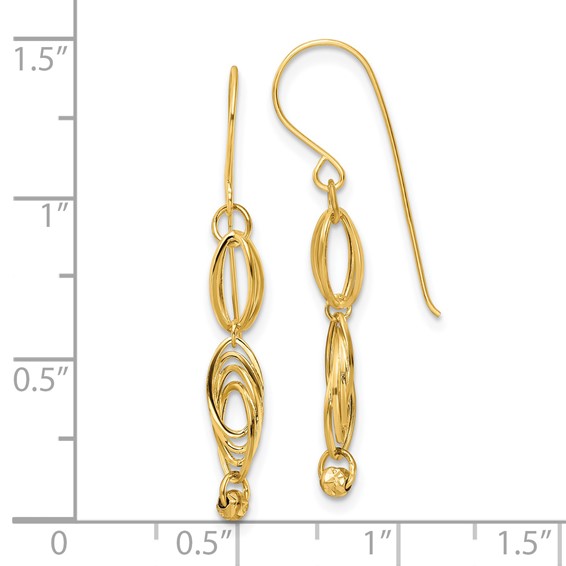 14K Oval Links Dangle French Hook Earrings