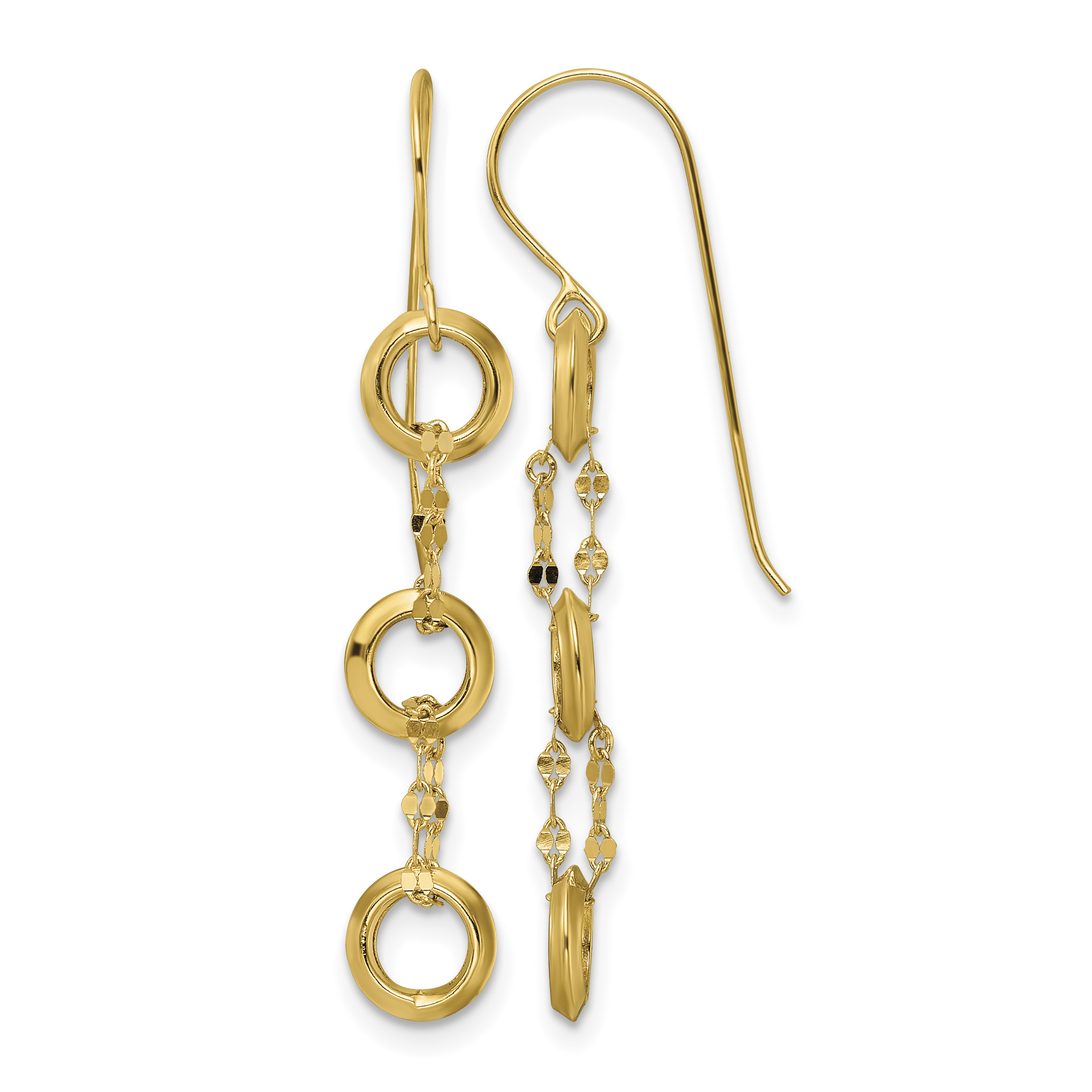 14K Three Circle Dangle Earrings (TF2162)