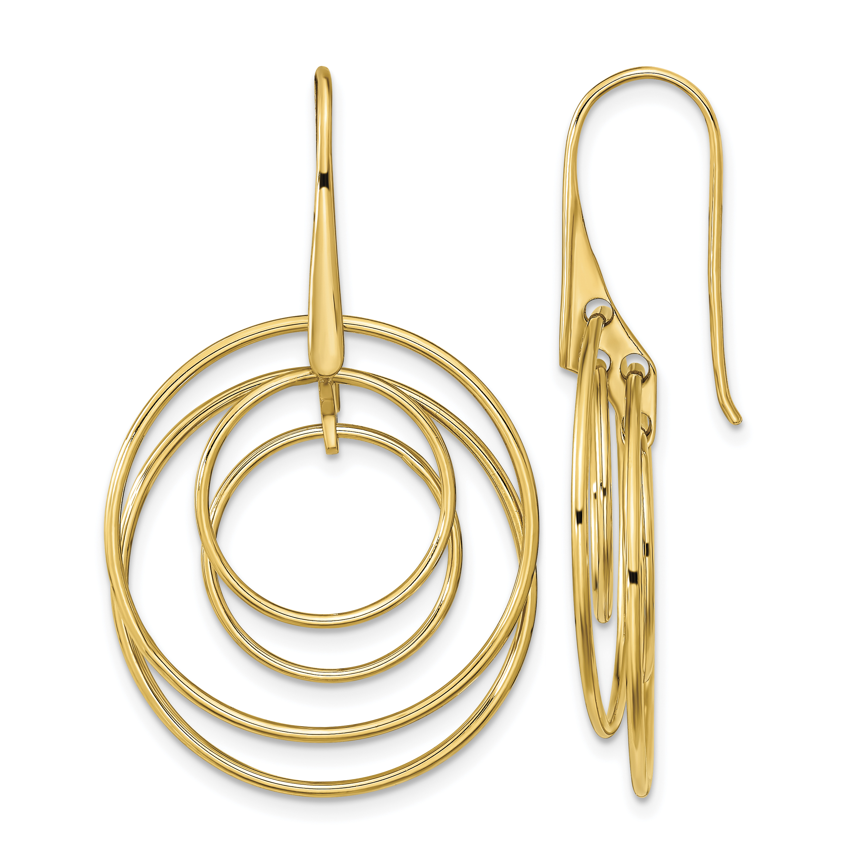 14K Polished Circles Dangle Earrings (TF2164)