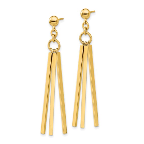 14K Polished 3-Bar Dangle Post Earrings