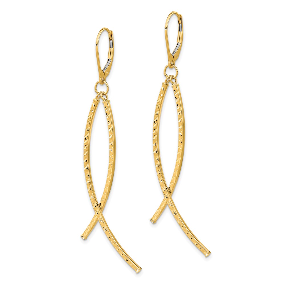 14K Polished Diamond Cut Fancy Dangle Leverback Earrings (TF2167)