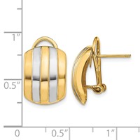 14K and White Rhodium 12x 17mm Polished Ribbed Omega Back Post Earrings view 4