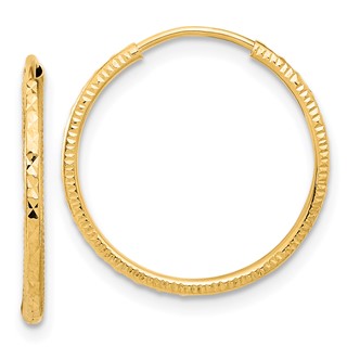 1.5mm Diamond-cut Endless Gold Tube Hoop Earrings