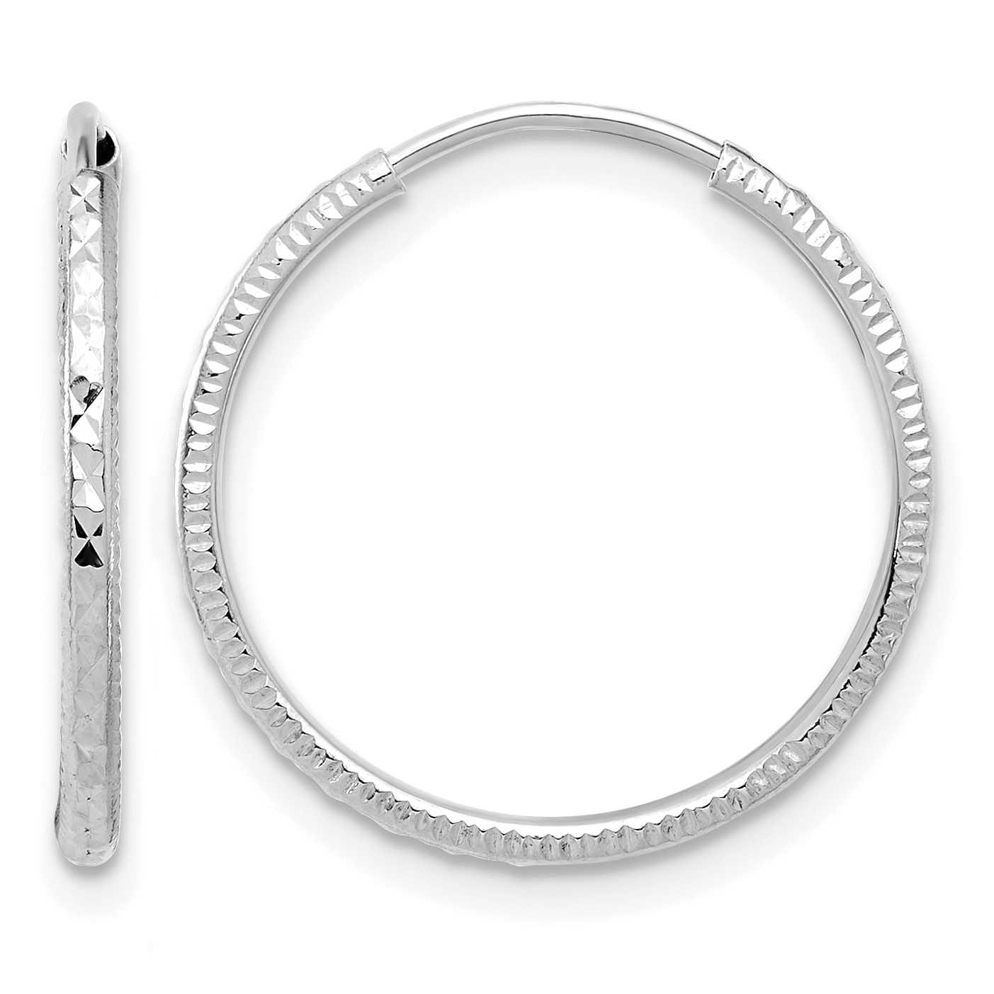 14k White Gold D/C 1.50mm Endless Hoop Earrings (TF2175W)