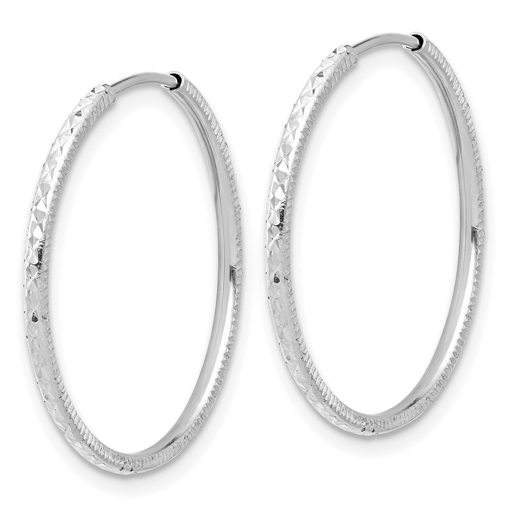 14k White Gold D/C 1.50mm Endless Hoop Earrings (TF2176W)