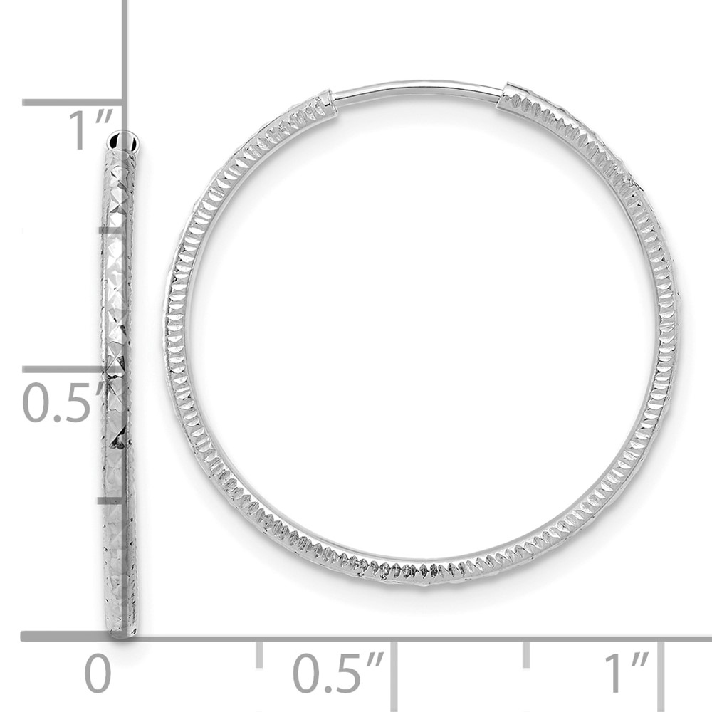 14k White Gold D/C 1.50mm Endless Hoop Earrings (TF2176W)