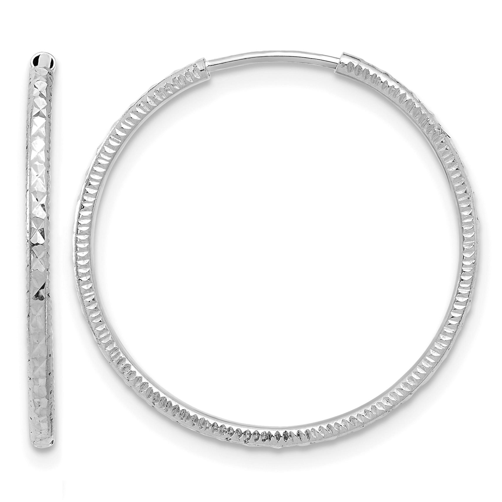14k White Gold D/C 1.50mm Endless Hoop Earrings (TF2176W)