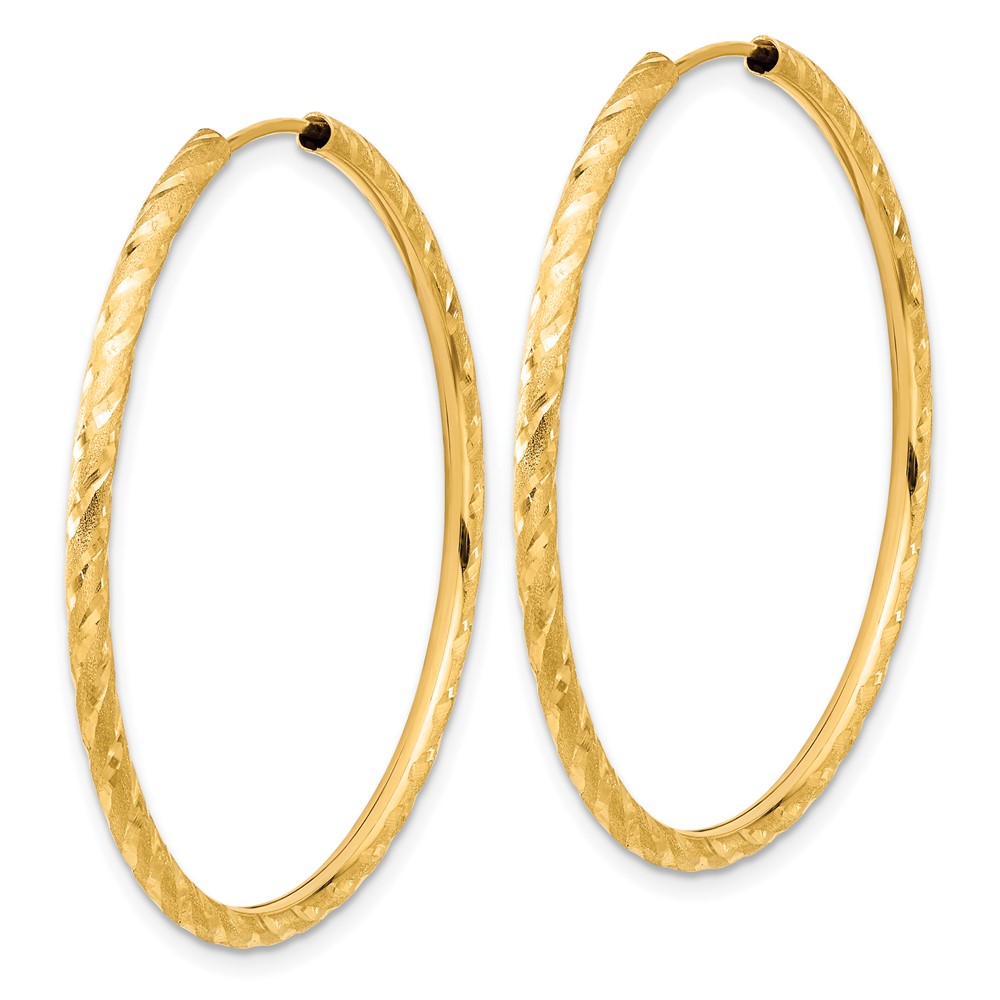 14k Polished and Satin D/C 2.00mm Endless Hoop Earrings (TF2182)