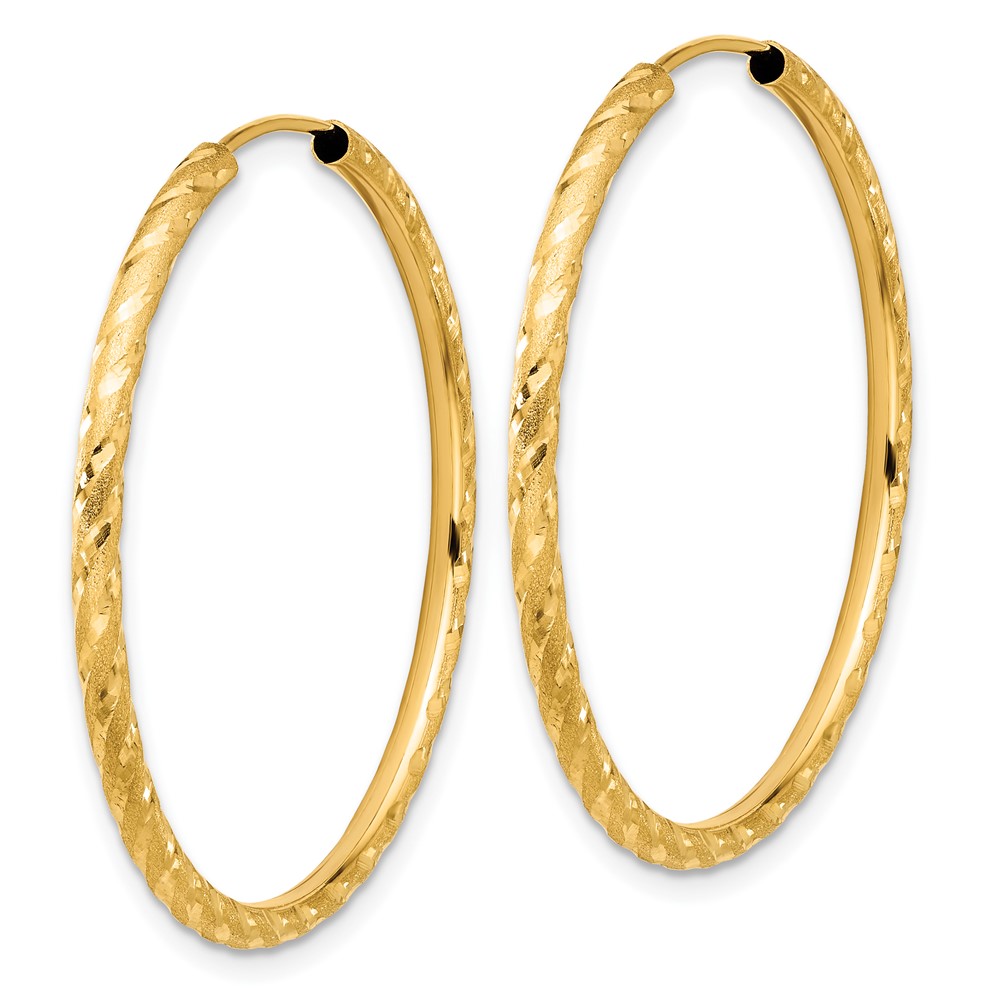14k Polished and Satin D/C 2.00mm Endless Hoop Earrings (TF2183)