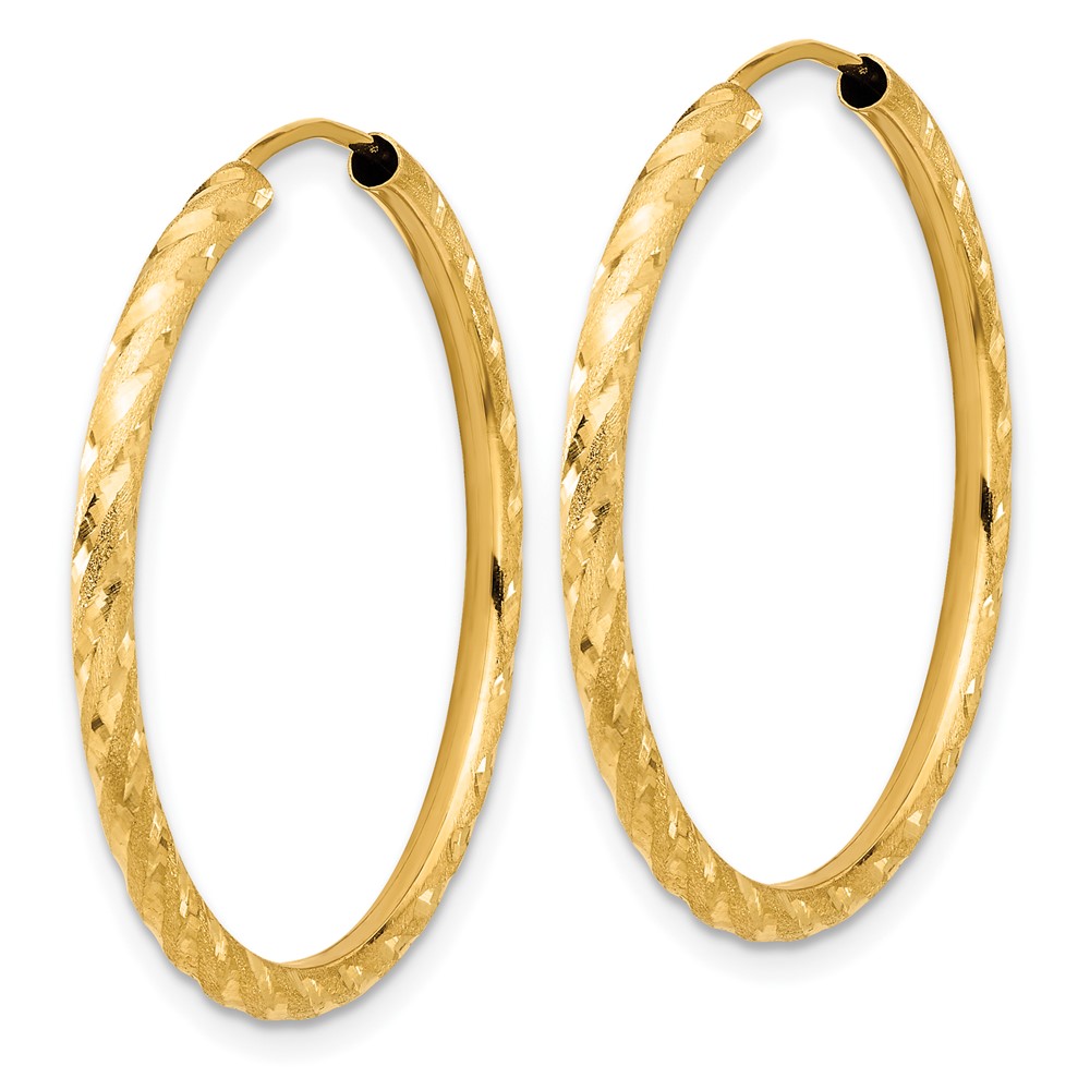 14k Polished and Satin D/C 2.00mm Endless Hoop Earrings (TF2184)