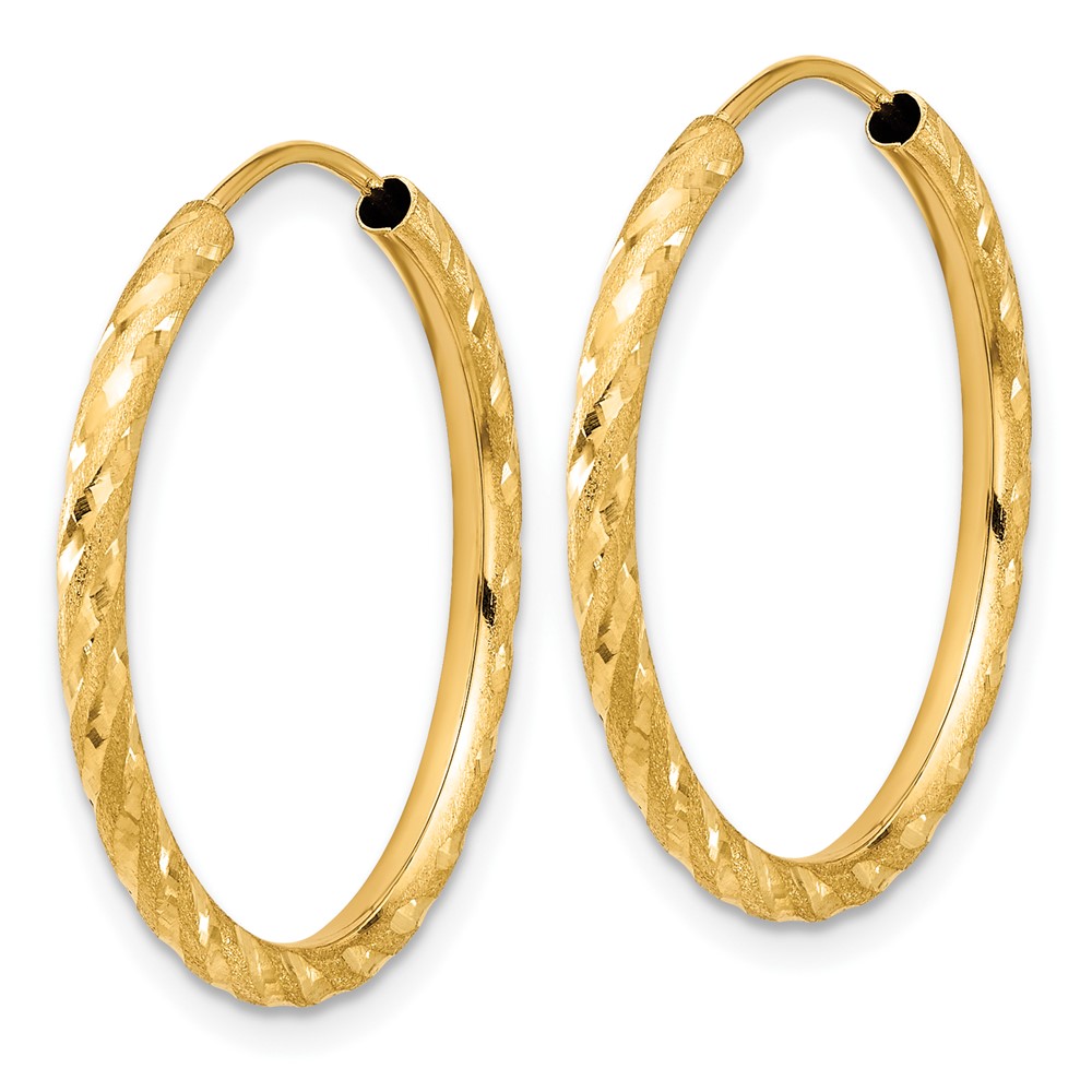 14k Polished and Satin D/C 2.00mm Endless Hoop Earrings (TF2185)