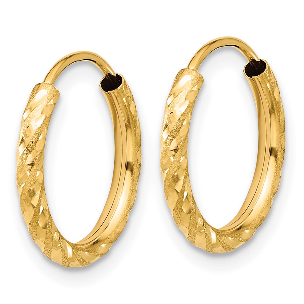 14k Polished and Satin D/C 2.00mm Endless Hoop Earrings (TF2186)