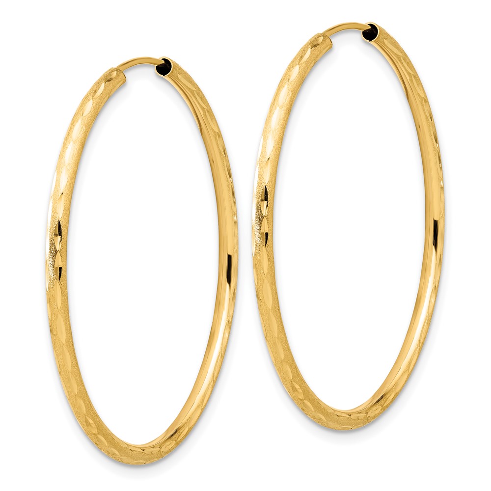 14k Polished and Satin D/C 2.00mm Endless Hoop Earrings (TF2187)