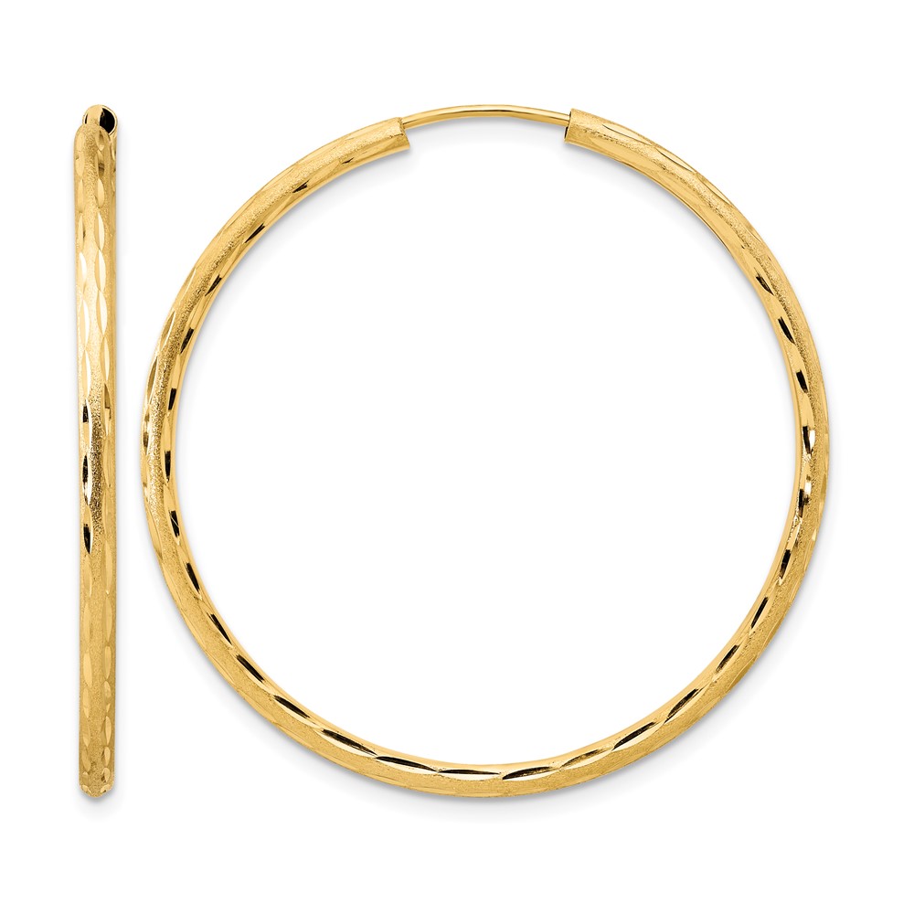 14k Polished and Satin D/C 2.00mm Endless Hoop Earrings (TF2187)