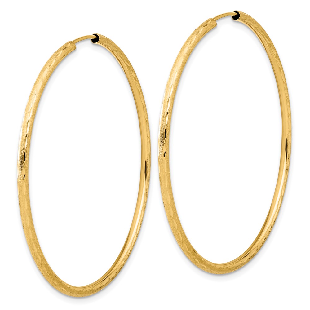 14k Polished and Satin D/C 2.00mm Endless Hoop Earrings (TF2188)