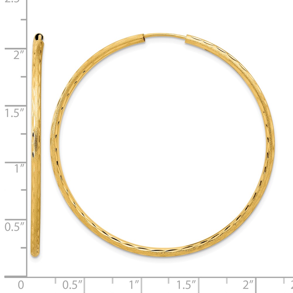 14k Polished and Satin D/C 2.00mm Endless Hoop Earrings (TF2188)
