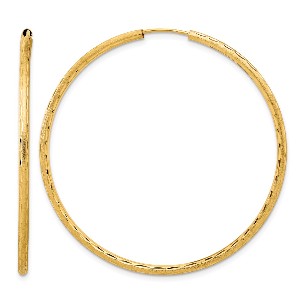 14k Polished and Satin D/C 2.00mm Endless Hoop Earrings (TF2188)