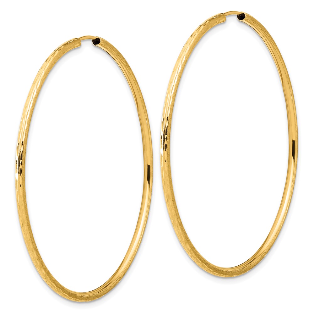 14k Polished and Satin D/C 2.00mm Endless Hoop Earrings (TF2189)