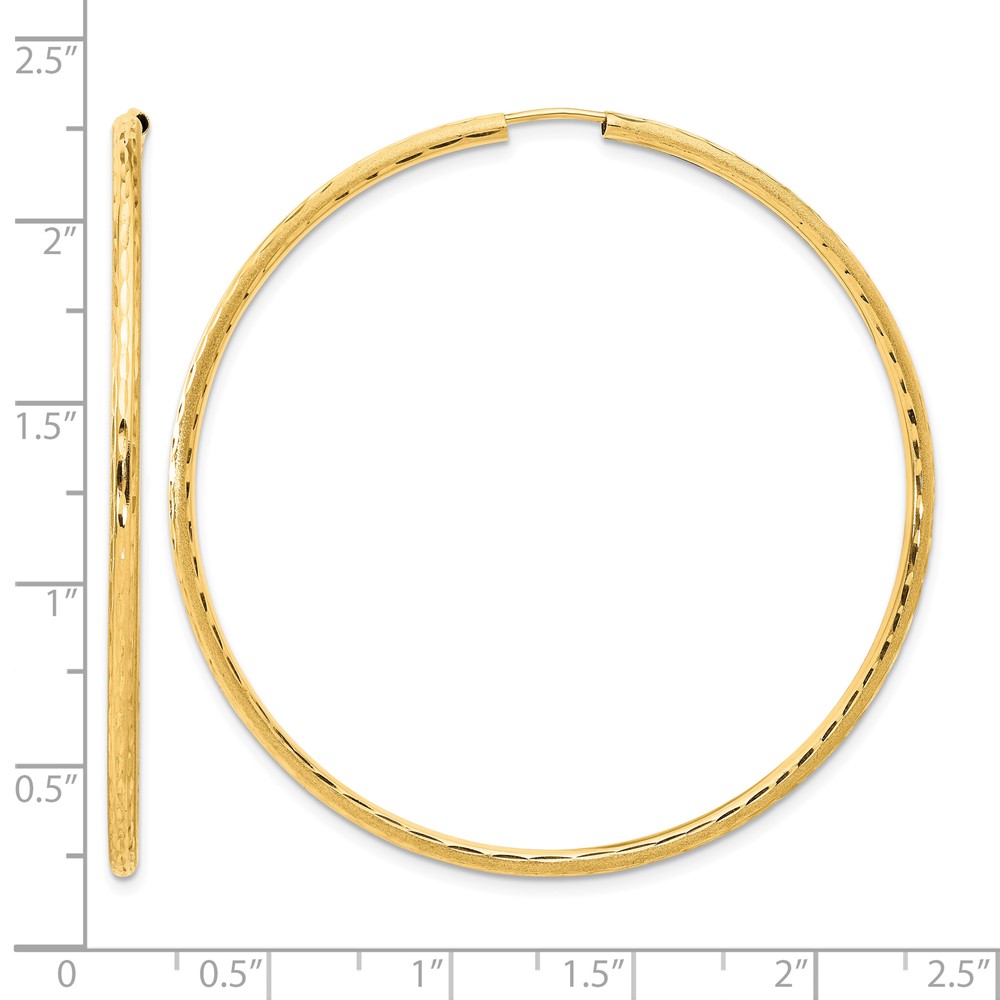 14k Polished and Satin D/C 2.00mm Endless Hoop Earrings (TF2189)