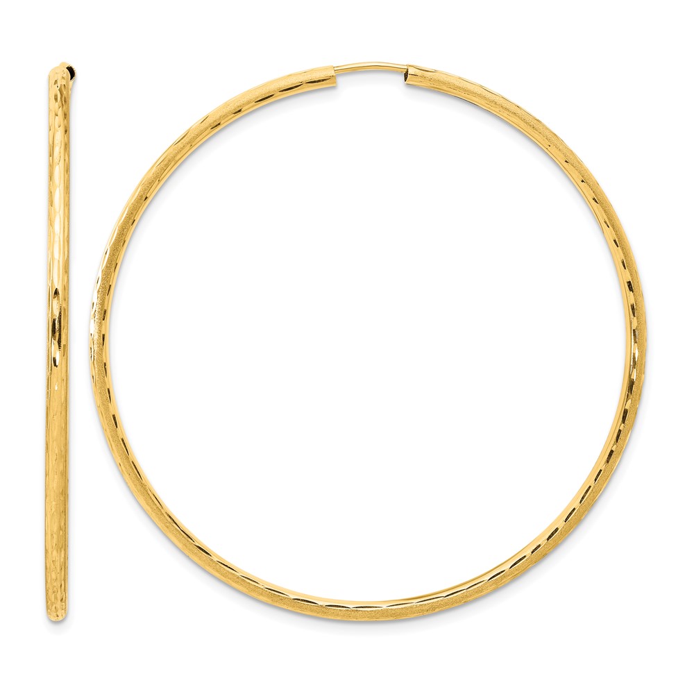 14k Polished and Satin D/C 2.00mm Endless Hoop Earrings (TF2189)