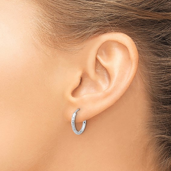 2MM Satin Diamond-cut endless Tube Gold Earrings