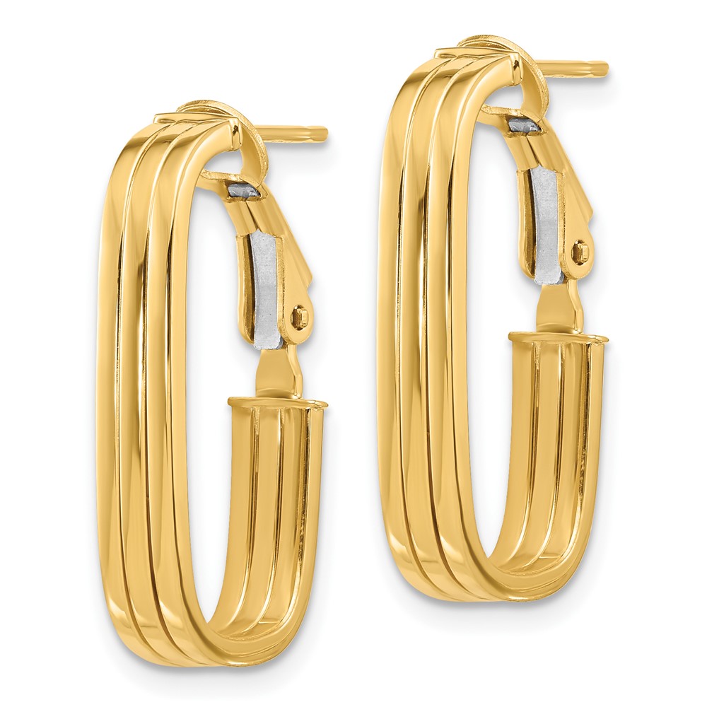 14K Polished Oval Omega Back Hoop Earrings (TF2193)