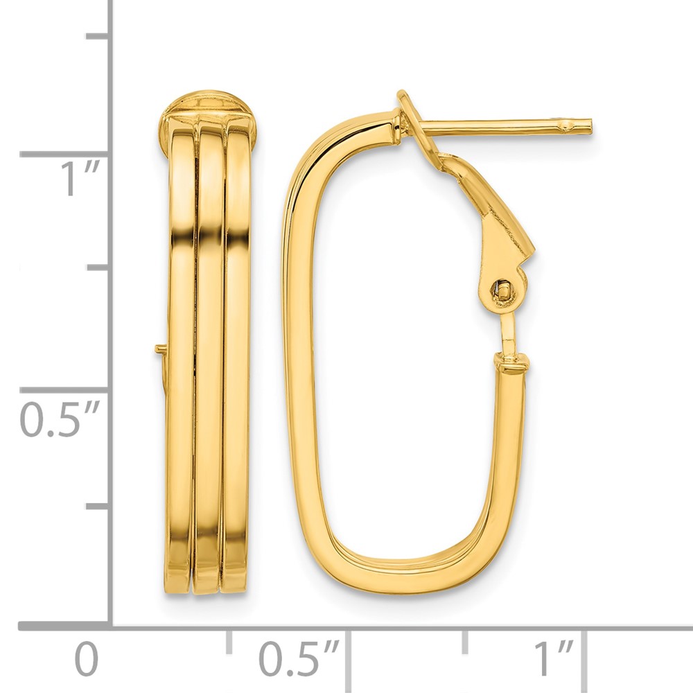 14K Polished Oval Omega Back Hoop Earrings (TF2193)
