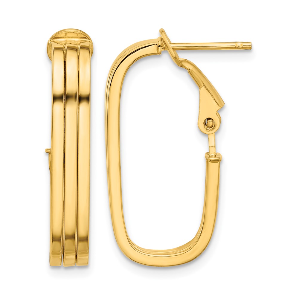 14K Polished Oval Omega Back Hoop Earrings (TF2193)
