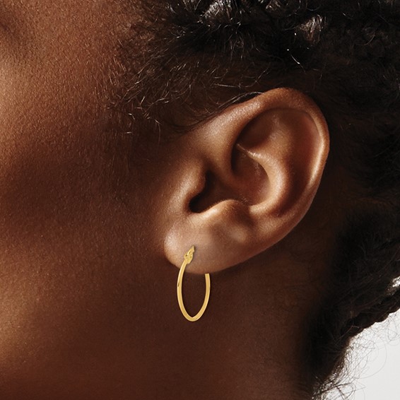Gold Knife Edge Hoop Earrings