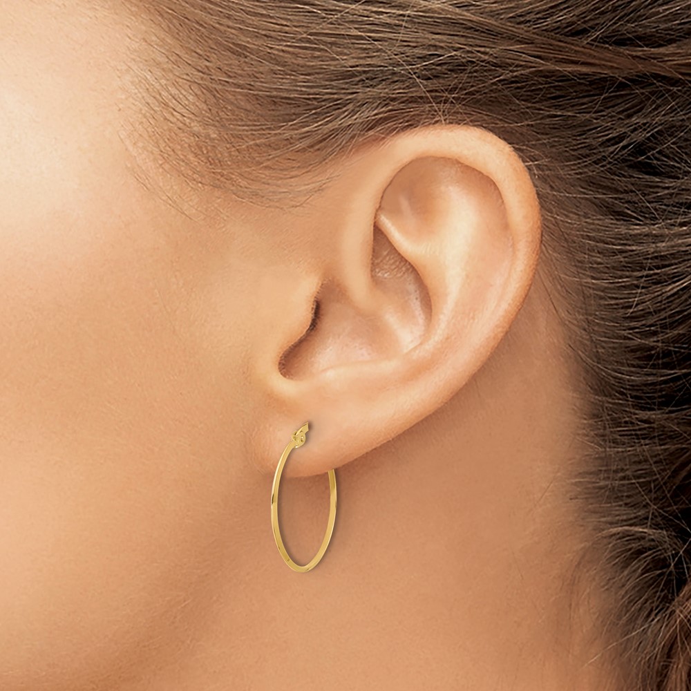 14K Polished Knife Edge Hoop Earrings (TF2195)