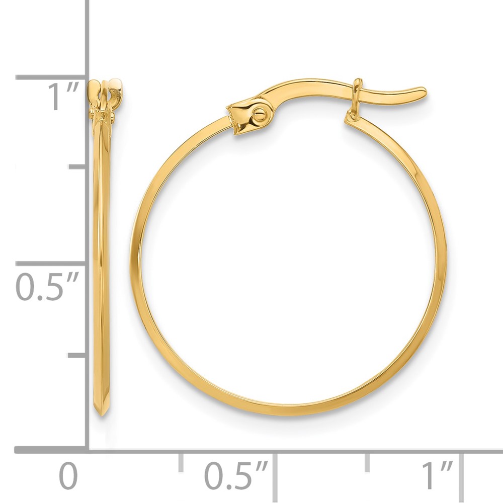 14K Polished Knife Edge Hoop Earrings (TF2195)