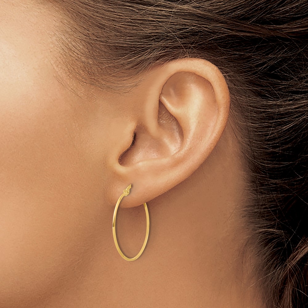 14K Polished Knife Edge Hoop Earrings (TF2196)